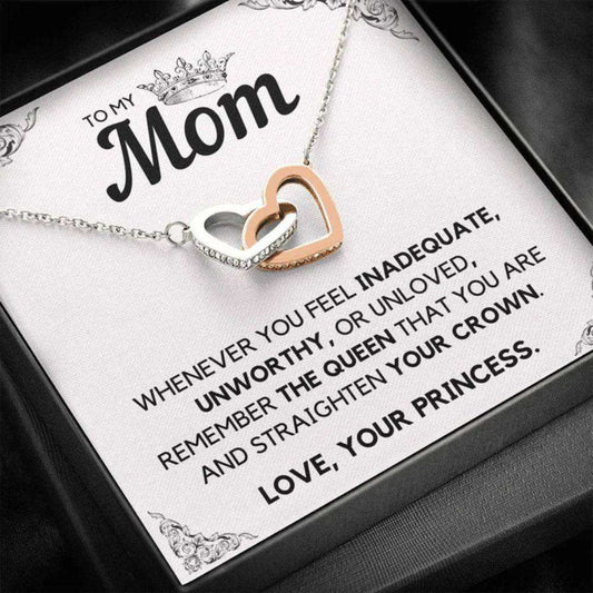 Mom Necklace, Mothers Day Necklace To My Mom Princess Interlocking Hearts Necklace Gift Gifts for Mother (Mom) Rakva