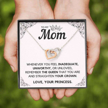 Mom Necklace, Mothers Day Necklace To My Mom Princess Interlocking Hearts Necklace Gift Gifts for Mother (Mom) Rakva