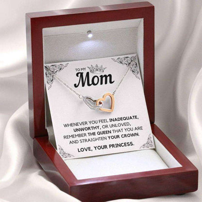 Mom Necklace, Mothers Day Necklace To My Mom Princess Interlocking Hearts Necklace Gift Gifts for Mother (Mom) Rakva