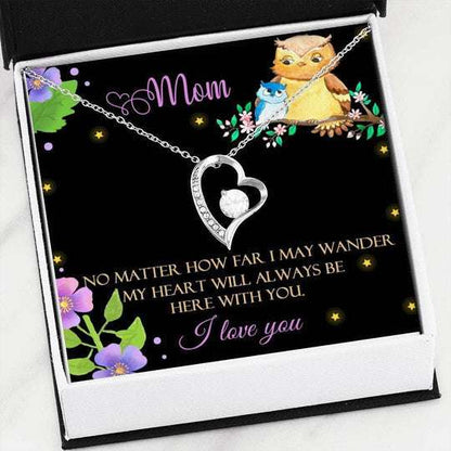 Mom Necklace, My Heart Will Always Be Here With You Forever Love Necklace For Mom Gifts for Mother (Mom) Rakva