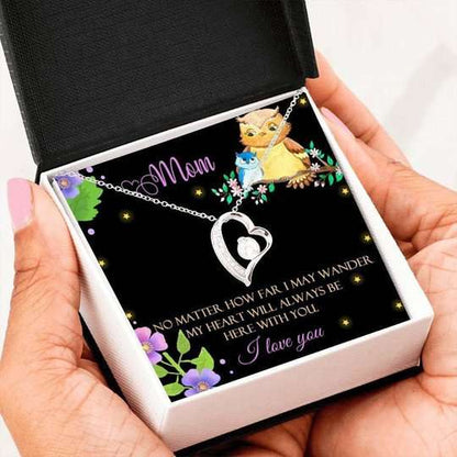 Mom Necklace, My Heart Will Always Be Here With You Forever Love Necklace For Mom Gifts for Mother (Mom) Rakva