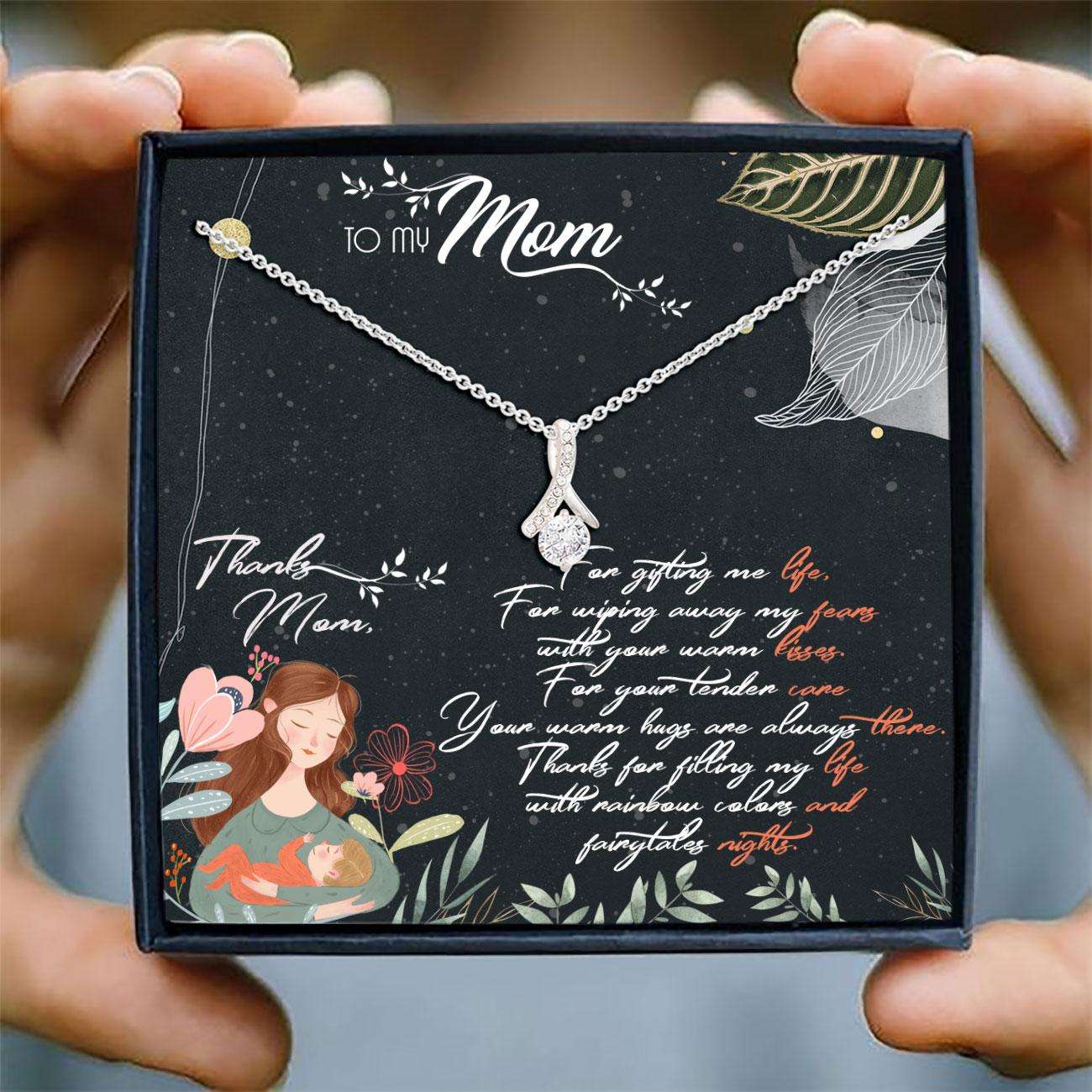 Mom Necklace, My Mom Necklace Card “ Alluring Beauty Necklace “ Jewelry For Mom, Mother Gifts Gifts for Mother (Mom) Rakva