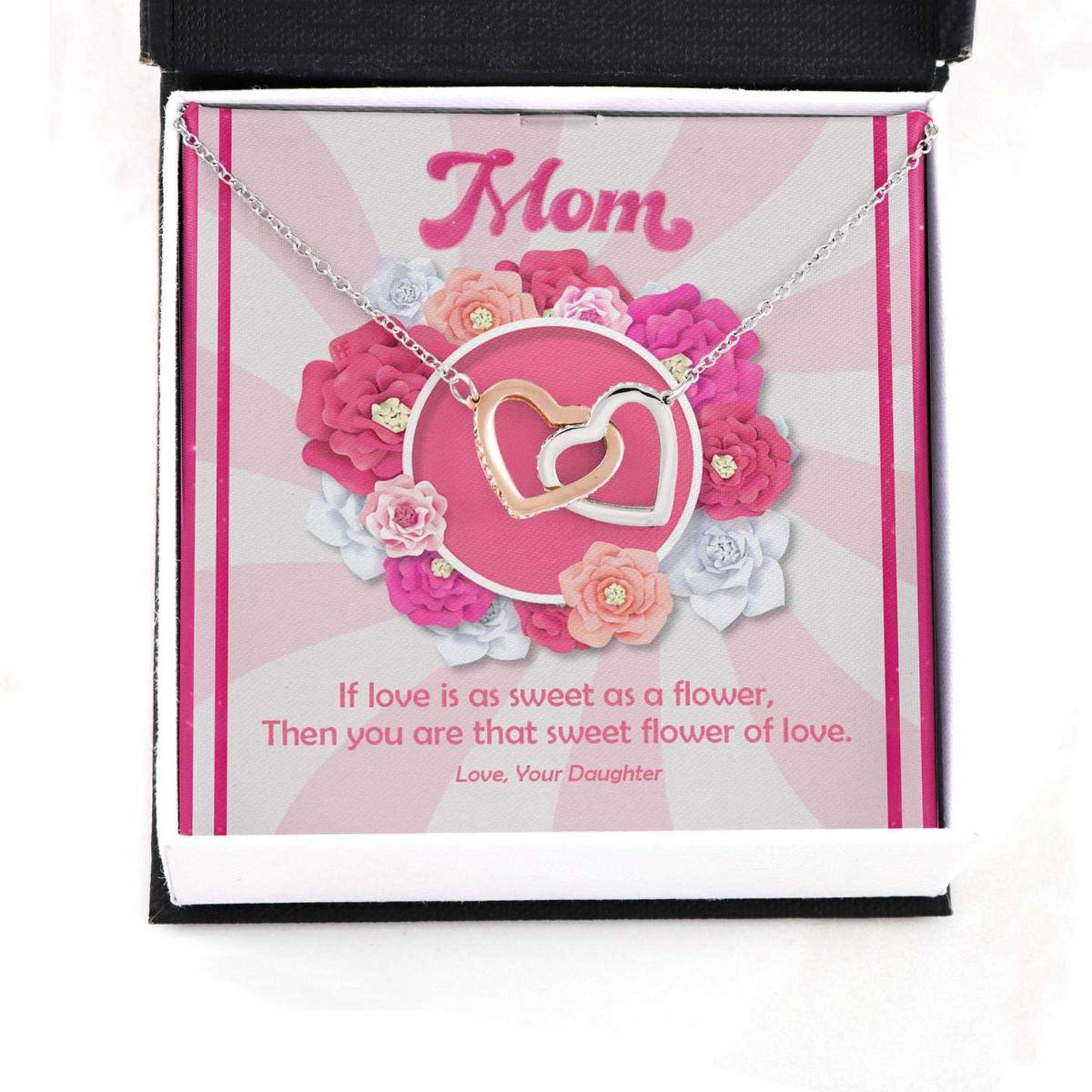 Mom Necklace, My Mother Is The Sweet Flower Of Love Interlocking Hearts Necklaces Gifts for Mother (Mom) Rakva