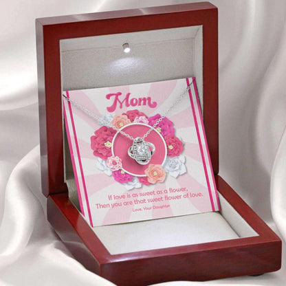 Mom Necklace, My Mother Is The Sweet Flower Of Love Love Knot Necklaces Gifts for Mother (Mom) Rakva