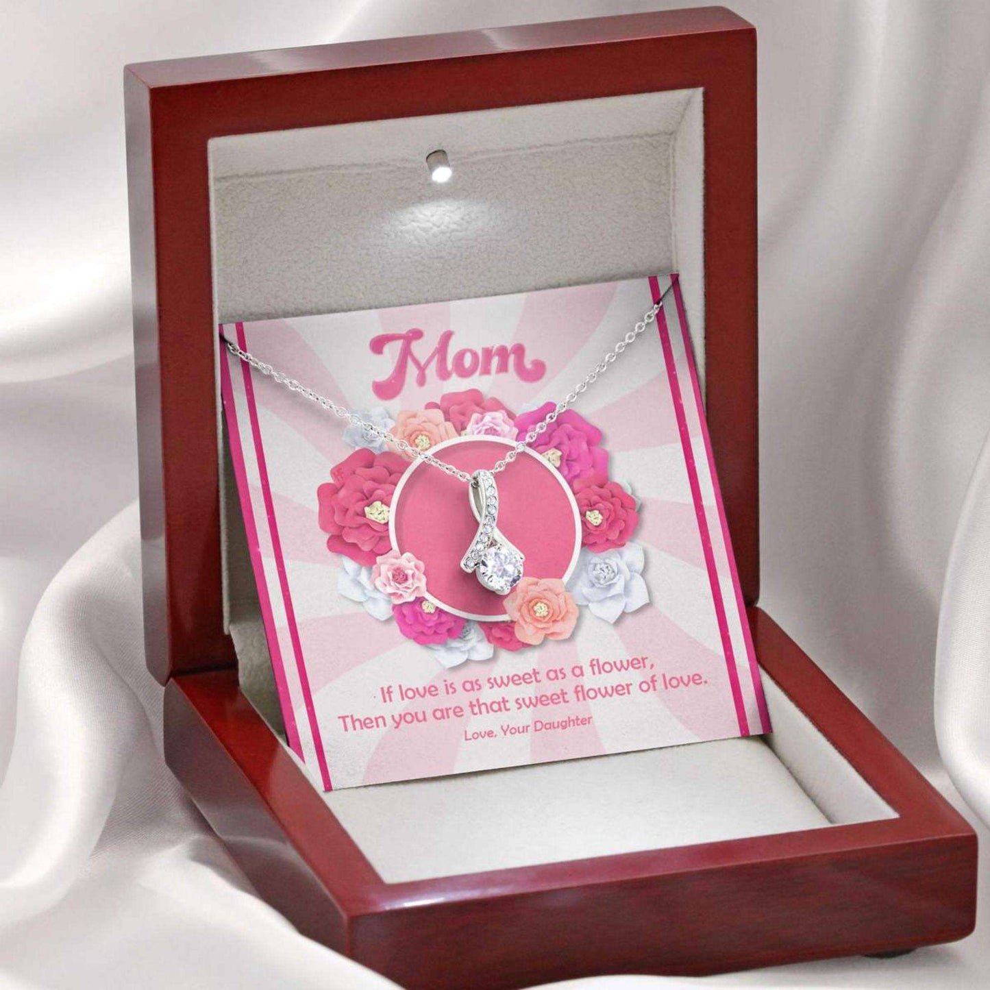 Mom Necklace, My Mother Is The Sweet Flower Of Love Necklace Gifts for Mother (Mom) Rakva