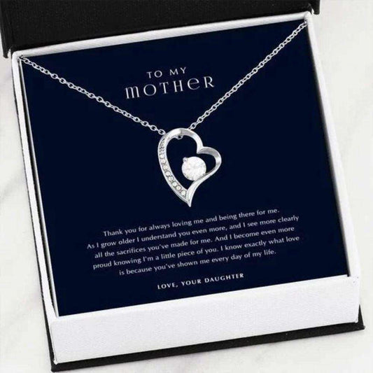 Mom Necklace, Navy Gift For Mom Thanks For Always Loving Me Forever Love Necklace Gifts for Mother (Mom) Rakva