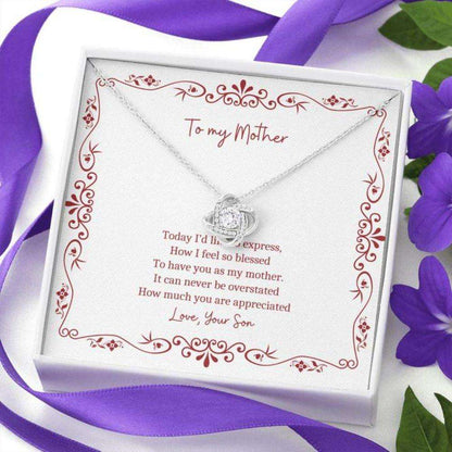 Mom Necklace “ Necklace For Mom “ Gift Necklace Message Card “ To Mom From Son Red Border Gifts for Mother (Mom) Rakva