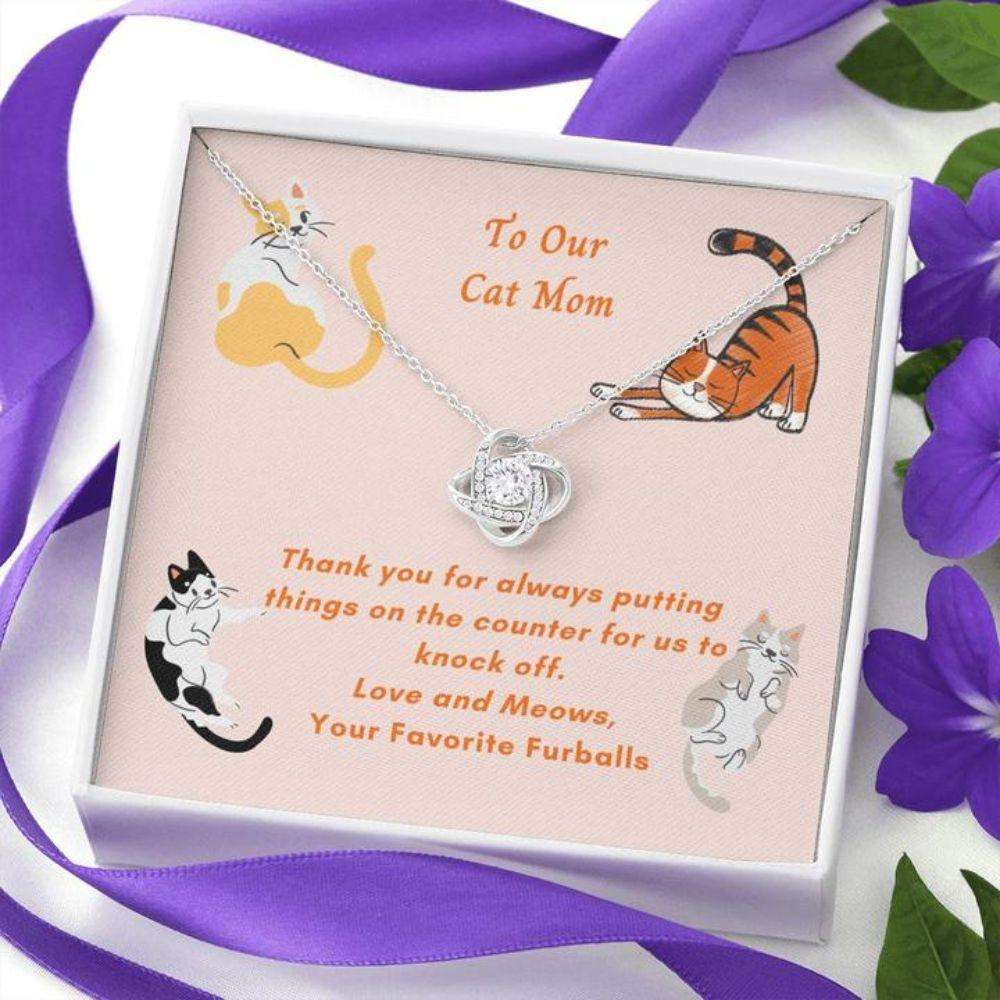 Mom Necklace “ Necklace For Mom “ Gift Necklace Message Card “ To Our Cat Mom -Home With Multiple Cats Gifts for Mother (Mom) Rakva