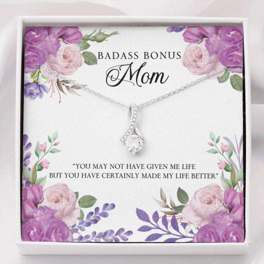 Mom Necklace “ Necklace For Mom “ Gift Necklace With Message Card Badass Bonus Mom The Gifts for Mother (Mom) Rakva