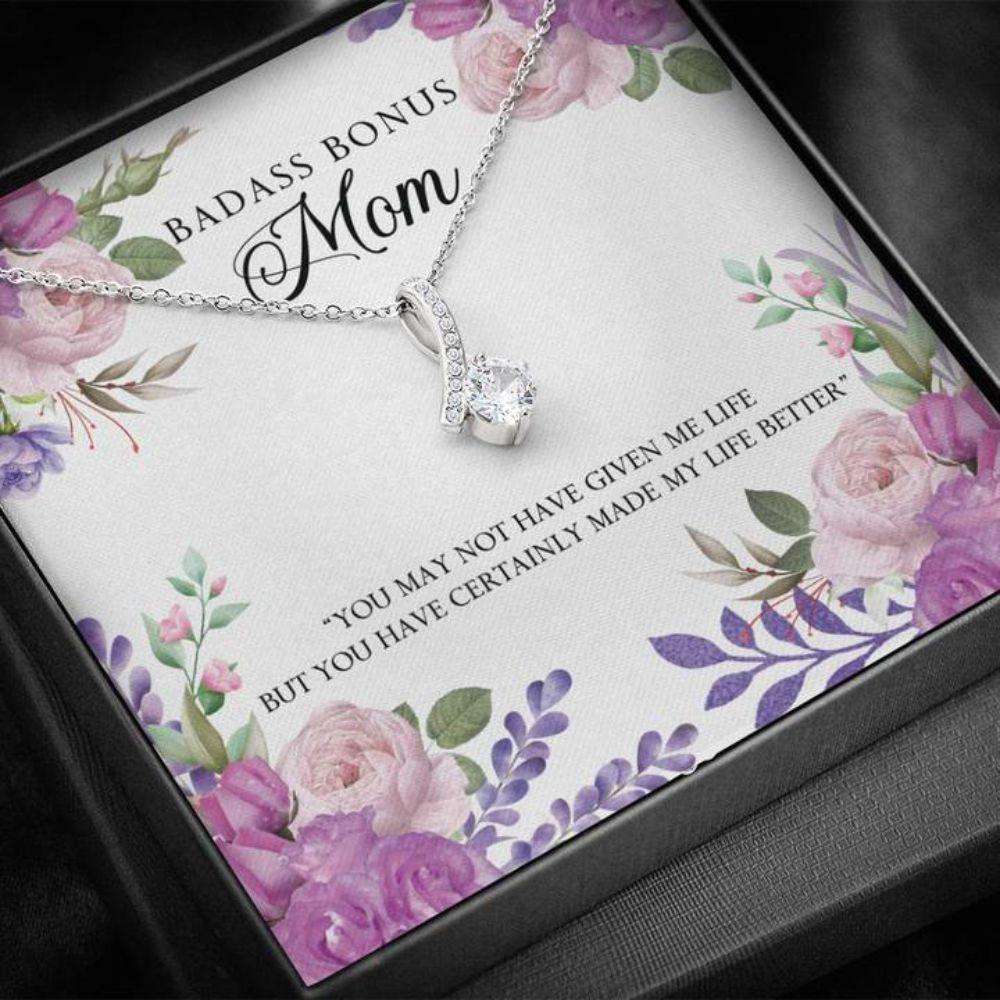 Mom Necklace “ Necklace For Mom “ Gift Necklace With Message Card Badass Bonus Mom The Gifts for Mother (Mom) Rakva