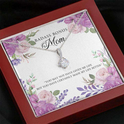 Mom Necklace “ Necklace For Mom “ Gift Necklace With Message Card Badass Bonus Mom The Gifts for Mother (Mom) Rakva