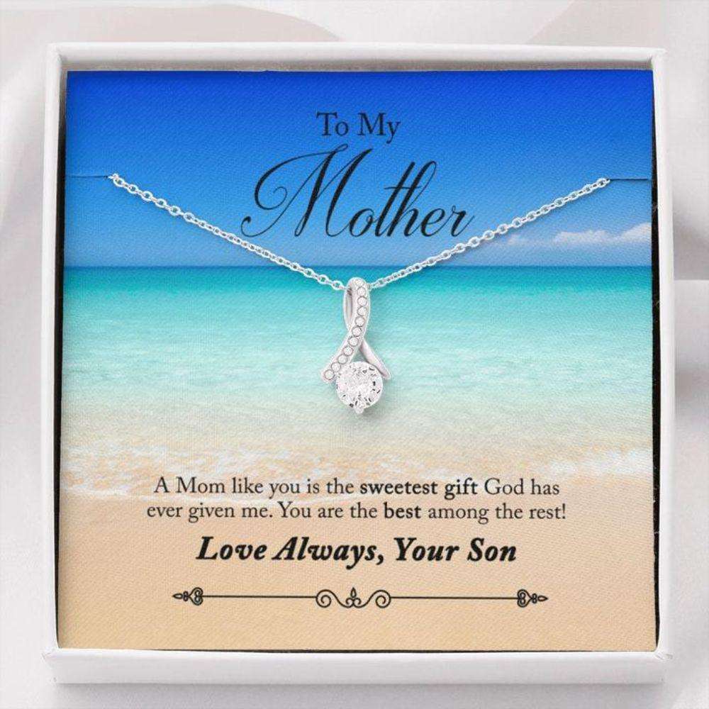 Mom Necklace “ Necklace For Mom “ Gift Necklace With Message Card Mom Beach From Son Gifts for Mother (Mom) Rakva