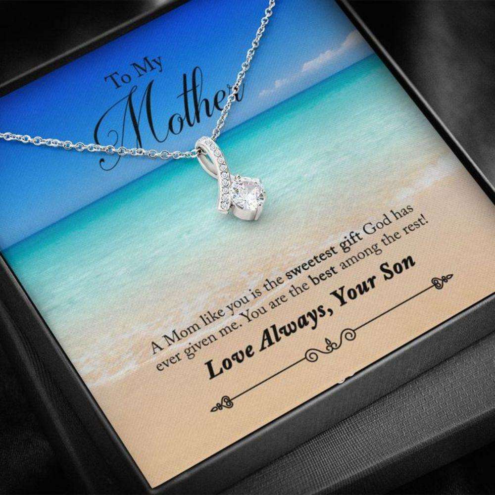 Mom Necklace “ Necklace For Mom “ Gift Necklace With Message Card Mom Beach From Son Gifts for Mother (Mom) Rakva