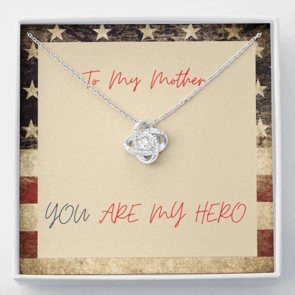 Mom Necklace “ Necklace For Mom “ Gift Necklace With Message Card Mom Hero Patriotic Gifts for Mother (Mom) Rakva