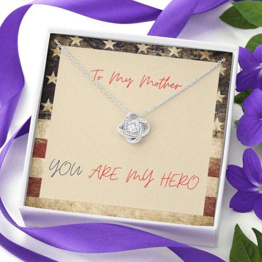 Mom Necklace “ Necklace For Mom “ Gift Necklace With Message Card Mom Hero Patriotic Gifts for Mother (Mom) Rakva