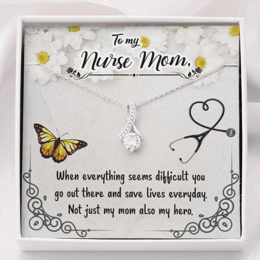 Mom Necklace “ Necklace For Mom “ Gift Necklace With Message Card To My Nurse Mom Gifts for Mother (Mom) Rakva