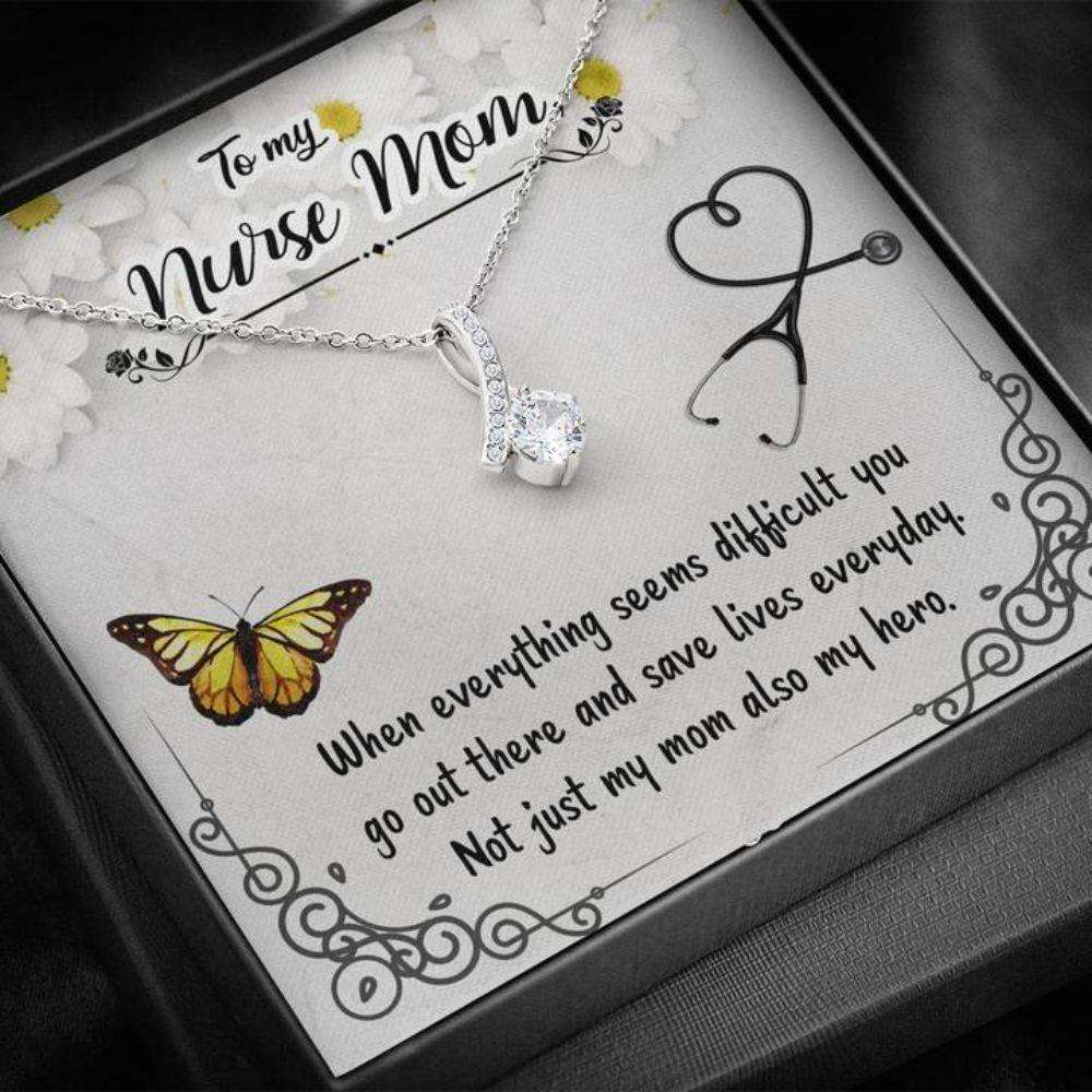 Mom Necklace “ Necklace For Mom “ Gift Necklace With Message Card To My Nurse Mom Gifts for Mother (Mom) Rakva