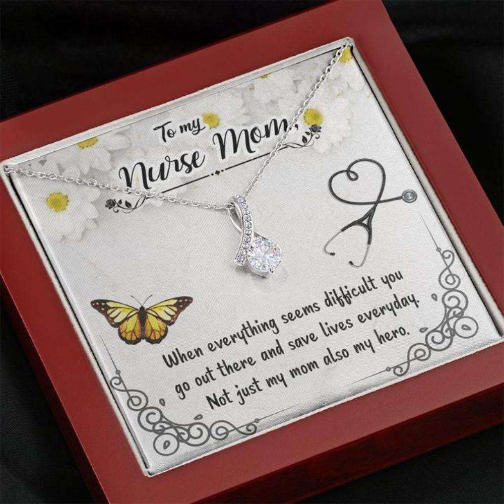 Mom Necklace “ Necklace For Mom “ Gift Necklace With Message Card To My Nurse Mom Gifts for Mother (Mom) Rakva