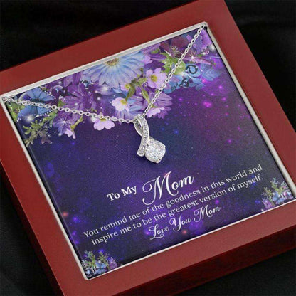 Mom Necklace “ Necklace For Mom “ Necklace With Message Card To My Mom Purple Flowers Gifts for Mother (Mom) Rakva