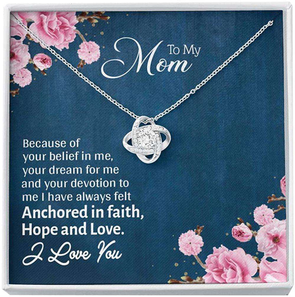 Mom Necklace, Necklace For Mother’S Day With Message Card, Gift For Her, I Love You Knot Necklace For Karwa Chauth Rakva