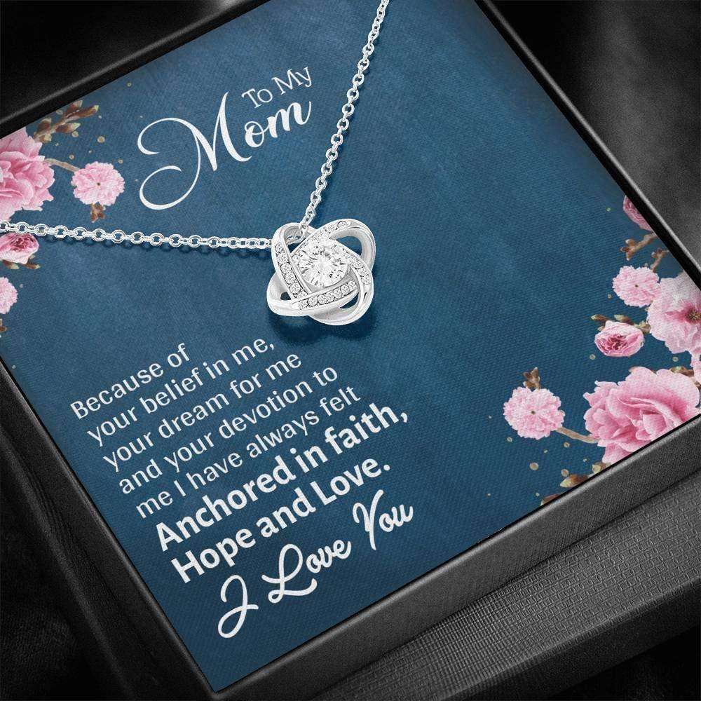 Mom Necklace, Necklace For Mother’S Day With Message Card, Gift For Her, I Love You Knot Necklace For Karwa Chauth Rakva