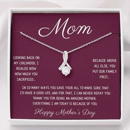 Mom Necklace, Necklace Gift For Mom Looking Back On My Childhood Happy Mother’S Day Gifts for Mother (Mom) Rakva