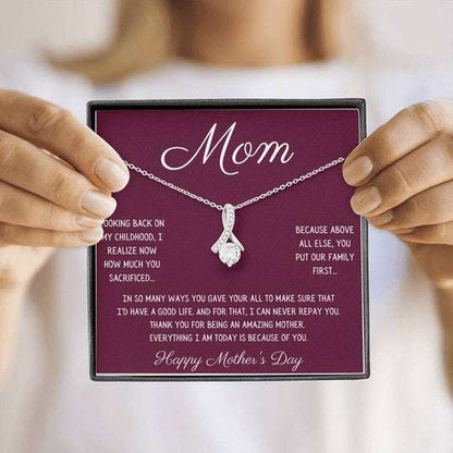 Mom Necklace, Necklace Gift For Mom Looking Back On My Childhood Happy Mother’S Day Gifts for Mother (Mom) Rakva