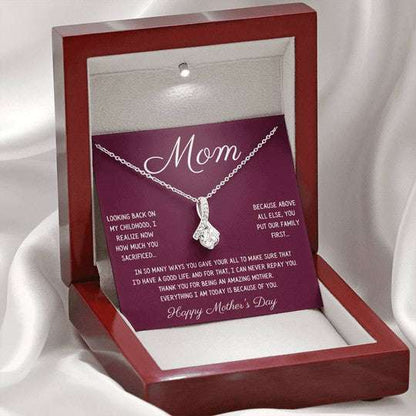 Mom Necklace, Necklace Gift For Mom Looking Back On My Childhood Happy Mother’S Day Gifts for Mother (Mom) Rakva