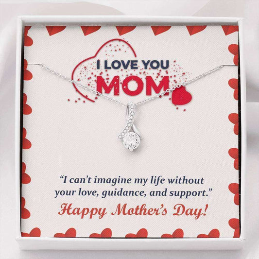 Mom Necklace, Necklace Mothers Day Gift Mom Jewelry Cz Necklace Love You Mom Msg Card Gifts for Mother (Mom) Rakva