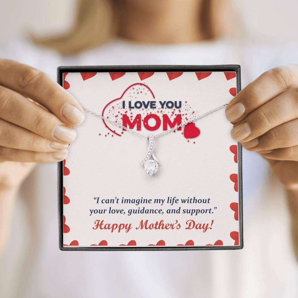 Mom Necklace, Necklace Mothers Day Gift Mom Jewelry Cz Necklace Love You Mom Msg Card Gifts for Mother (Mom) Rakva