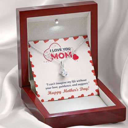 Mom Necklace, Necklace Mothers Day Gift Mom Jewelry Cz Necklace Love You Mom Msg Card Gifts for Mother (Mom) Rakva