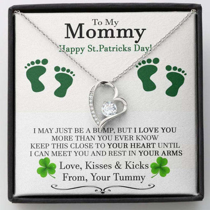 Mom Necklace, New Mom St Patrick’S Day Gift, Pregnant Wife St Patrick’S Day Gift, Gift For Expecting Wife, Mom To Be St Patricks Day Necklace Gifts for Mother (Mom) Rakva