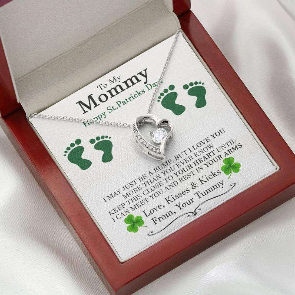 Mom Necklace, New Mom St Patrick’S Day Gift, Pregnant Wife St Patrick’S Day Gift, Gift For Expecting Wife, Mom To Be St Patricks Day Necklace Gifts for Mother (Mom) Rakva