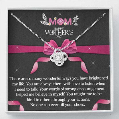 Mom Necklace, No One Can Ever Fill Your Shoes Gift For Mom Love Knot Necklace Gifts for Mother (Mom) Rakva