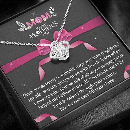 Mom Necklace, No One Can Ever Fill Your Shoes Gift For Mom Love Knot Necklace Gifts for Mother (Mom) Rakva