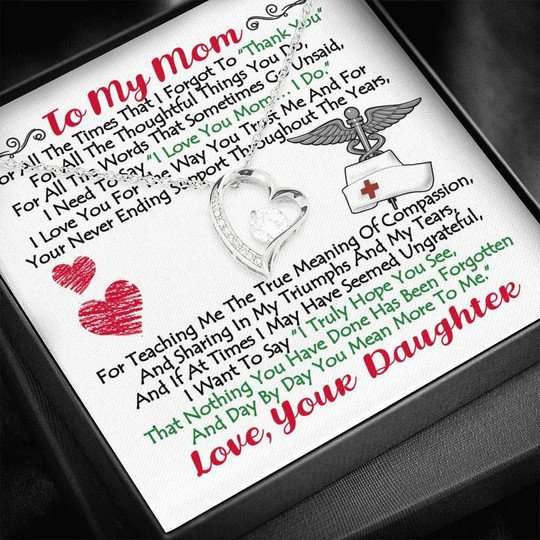 Mom Necklace, Nurse Daughter Gift For Mom Forever Love Necklace Thank For Teaching Me Gifts For Daughter Rakva