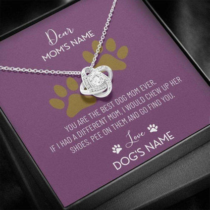 Mom Necklace, Personalized Dog Mom Necklace, Dog Mom Gift, Love Knot Necklace Gift For Mom, Mother’S Day Necklace Gift Gifts for Mother (Mom) Rakva