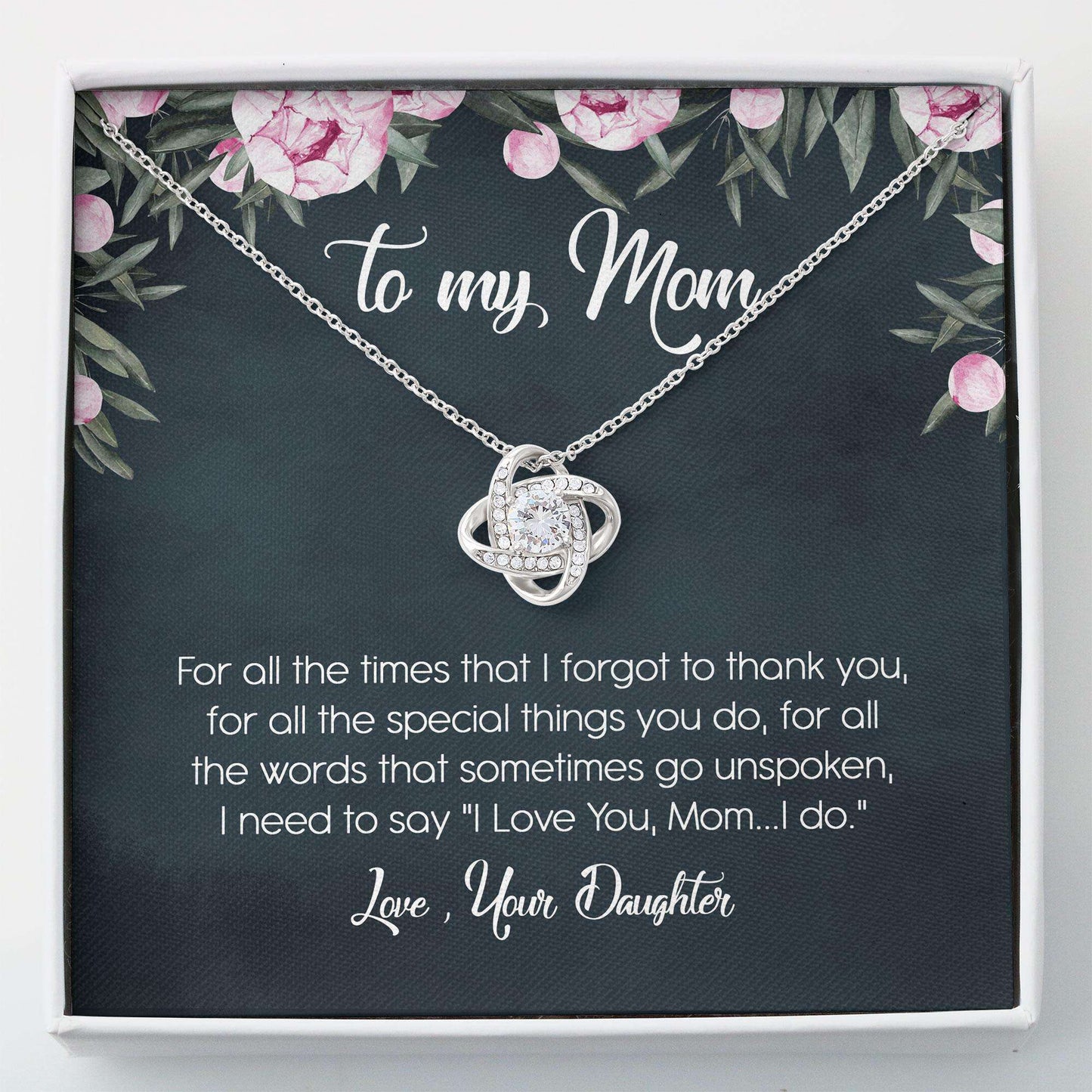 Mom Necklace, Personalized Necklace For Mom “ To My Mom Gift Thank To Mom Mother Day Necklace “ Love Knot Gifts for Mother (Mom) Rakva