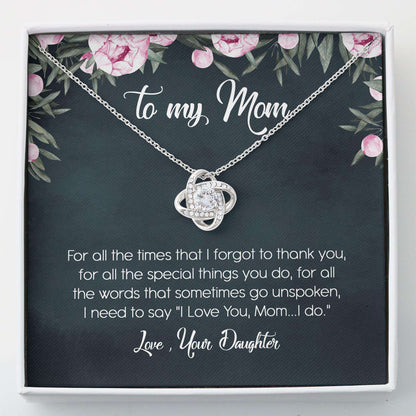 Mom Necklace, Personalized Necklace For Mom “ To My Mom Gift Thank To Mom Mother Day Necklace “ Love Knot Gifts for Mother (Mom) Rakva