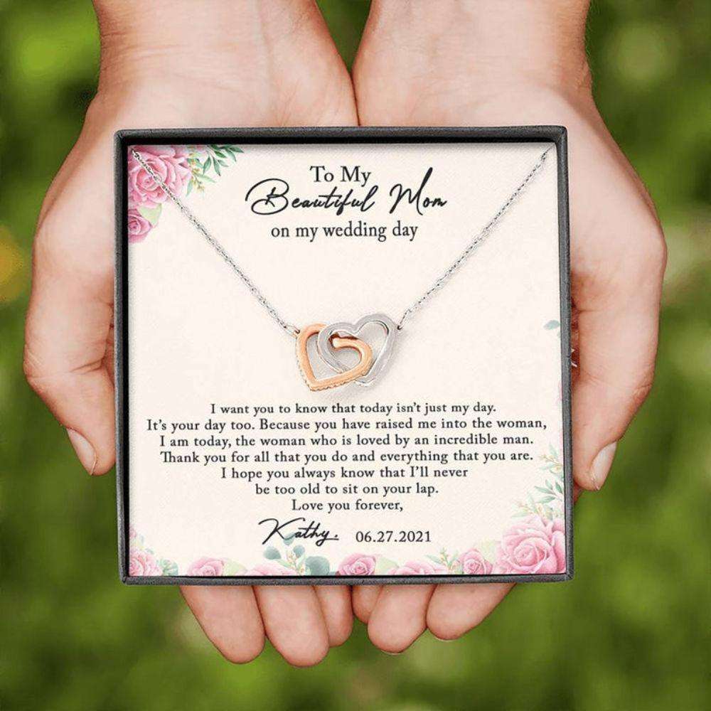 Mom Necklace, Personalized Necklace Mother Of The Bride Gift From Daughter, Mom Wedding Gift From Bride Custom Name Gift For Bride Rakva