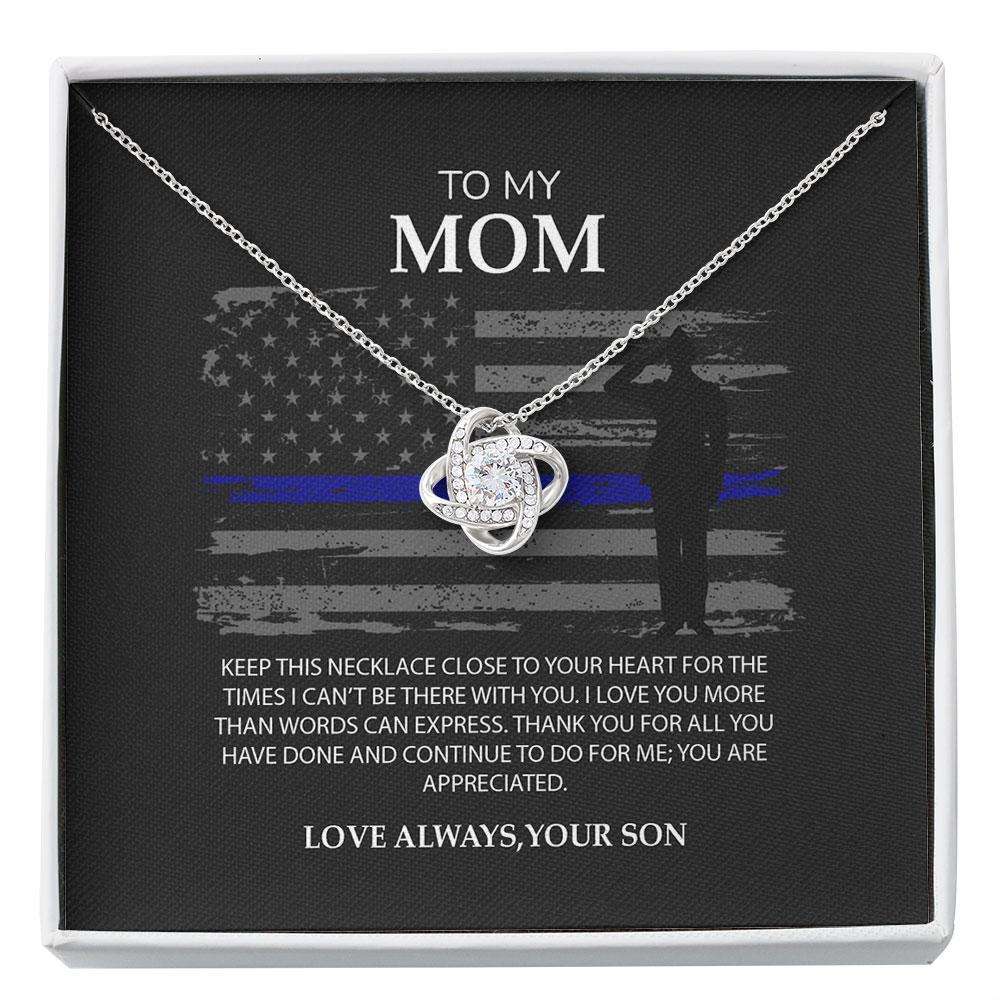 Mom Necklace, Police Mom Necklace Gift, Thin Blue Line For Mom, Mom Of Police Officer Present, Mothers Day Custom Necklace Gifts for Mother (Mom) Rakva