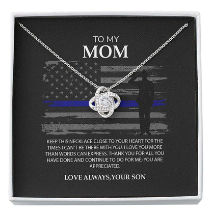 Mom Necklace, Police Mom Necklace Gift, Thin Blue Line For Mom, Mom Of Police Officer Present, Mothers Day Custom Necklace Gifts for Mother (Mom) Rakva