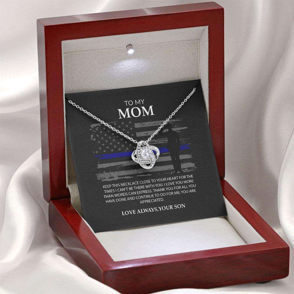 Mom Necklace, Police Mom Necklace Gift, Thin Blue Line For Mom, Mom Of Police Officer Present, Mothers Day Custom Necklace Gifts for Mother (Mom) Rakva