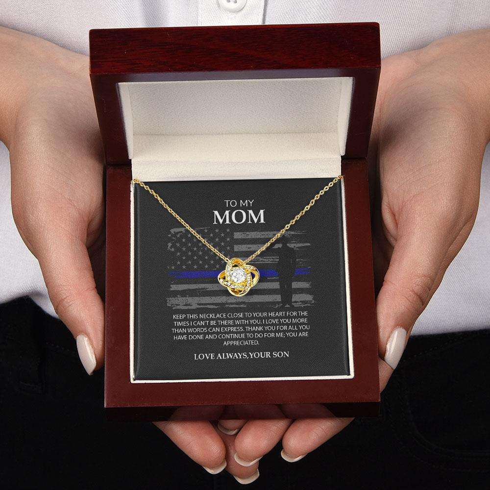 Mom Necklace, Police Mom Necklace Gift, Thin Blue Line For Mom, Mom Of Police Officer Present, Mothers Day Custom Necklace Gifts for Mother (Mom) Rakva