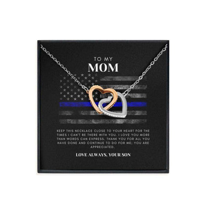 Mom Necklace, Police Mom Necklace Gift, Thin Blue Line Jewelry For Mom, Mom Of Police Officer Present, Mothers Day Necklace Gifts for Mother (Mom) Rakva