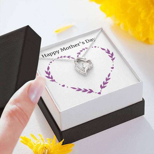 Mom Necklace, Purple Heart Happy Mother’S Day Necklace Gift For Mom Forever Love Necklace Gifts for Mother (Mom) Rakva