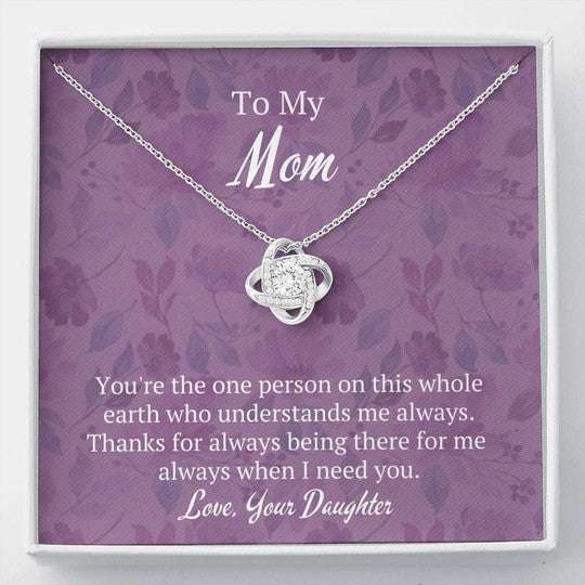 Mom Necklace, Purple Thanks For Being There For Me Love Knot Necklace Daughter Gift For Mom Gifts For Daughter Rakva