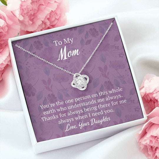 Mom Necklace, Purple Thanks For Being There For Me Love Knot Necklace Daughter Gift For Mom Gifts For Daughter Rakva