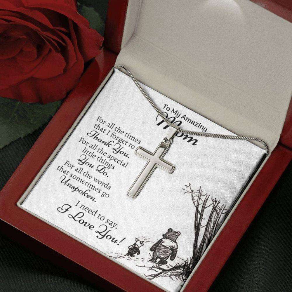 Mom Necklace, Sentimental Mom Cross Necklace, Necklace For Mom, Thank You Mom For Everything Sentimental Gifts For Mom From Daughter Gifts For Daughter Rakva