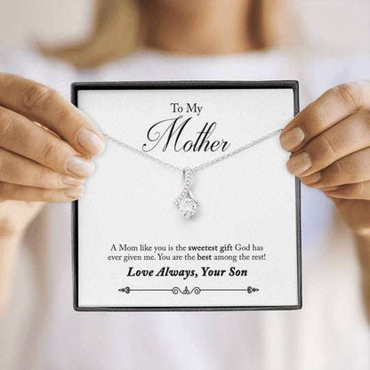 Mom Necklace, Son Gift For Mom Alluring Beauty Necklace You Are The Best Among The Rest Gifts for Mother (Mom) Rakva